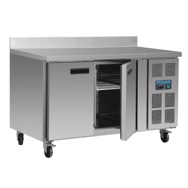 Polar 2-türiger Edelstahlkühlschrank mit Spritzschutz (282Ltr)