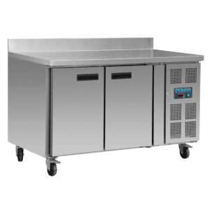 Polar 2-türiger Edelstahlkühlschrank mit Spritzschutz (282Ltr)