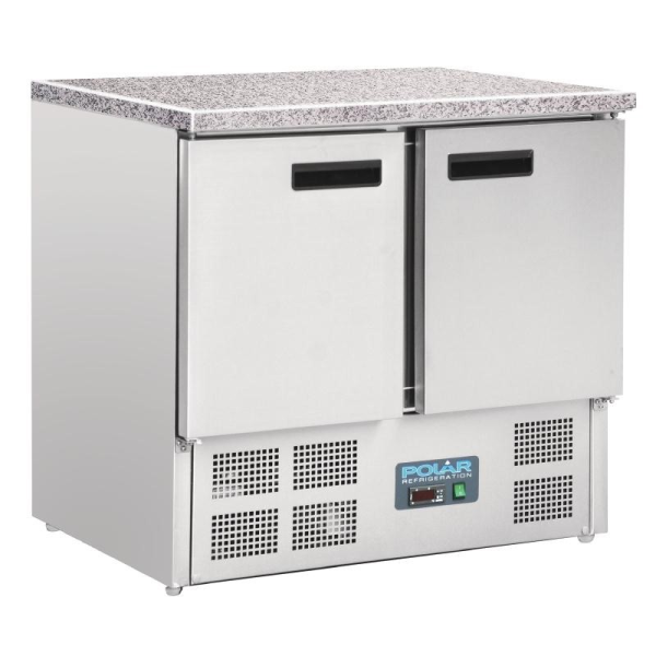 Polar Thekenkühltisch mit Marmorarbeitsfläche 2türig 240Ltr
