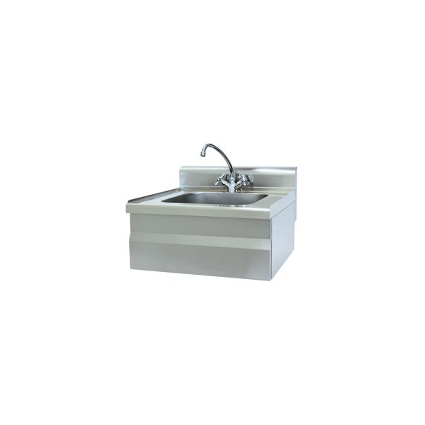 Spülbecken 400x400xh200 mit Mischbatterie und Abwasserrohr