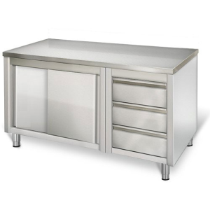 Arbeitsschrank 1,4m - mit 3 Schubladen rechts