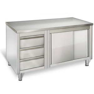 Arbeitsschrank 1,6m - mit 3 Schubladen links