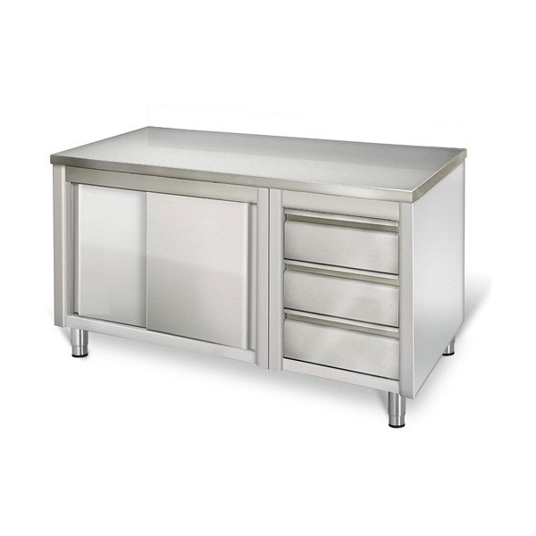 Arbeitsschrank 1,8m - mit 3 Schubladen rechts