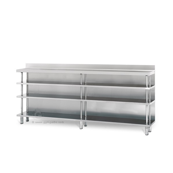 Bar Arbeitstisch 2,5m x 0,3m, mit 4 Ablagen