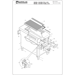 Gas Grillplatte, glatt, hartverchromt, Unterbau, "zentrales durchreichen"