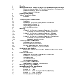 Gasherd, 6 Brenner, offener Unterbau, "zentrales durchreichen"
