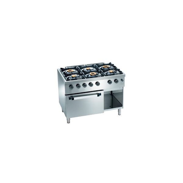 Gasherd 6 Brenner, Gasbackofen GN 2/1 und Unterbau
