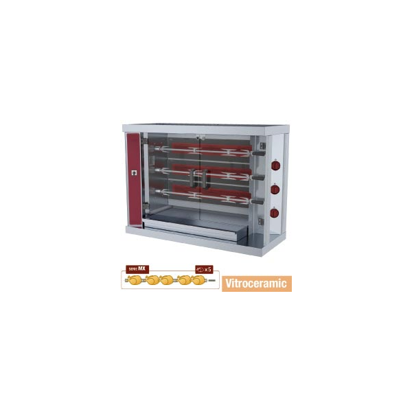 Hähnchengrill Glaskeramik, 3 Spieße (15 Hähnchen)