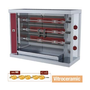 Hähnchengrill Glaskeramik, 3 Spieße (15 Hähnchen)