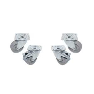 Set 4 schwenkende Räder, galvanisiert, 2 Bremsen