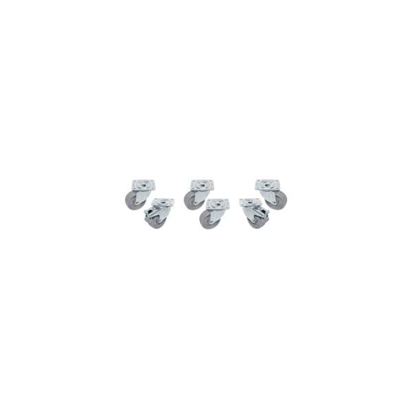Set 6 Räder, schwenkend, 2x Bremsen