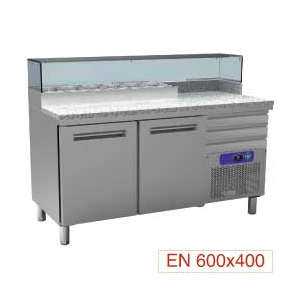 Gekühlter Pizzatisch, 2 Türen 600x400, 3...