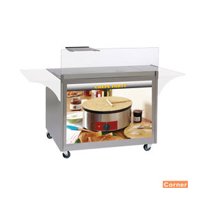 Wagen aus Edelstahl für Crepesverkauf, auf Rädern