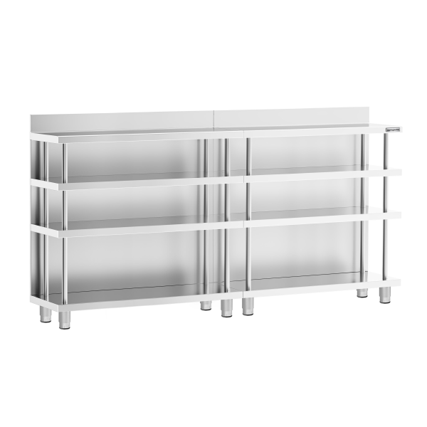Bar-Arbeitstisch - Edelstahl - 2000x600mm - mit 4 Ablagen