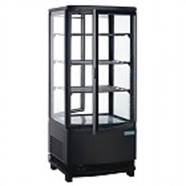 Polar Kühlvitrine mit gebogener Glastür Schwarz - 86ltr